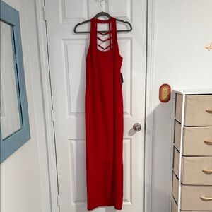 Vibrant Red Strappy Maxi Dress